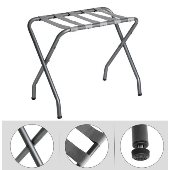 SONGMICS 2PK Suitcase Luggage Rack Steel Frame For - Motel/Hotel/Home - Gray - Picture 5 of 6